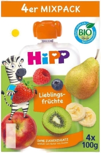 HIPP HiPPiS Mixpack Lieblingsfrüchte, 4 x 100 g