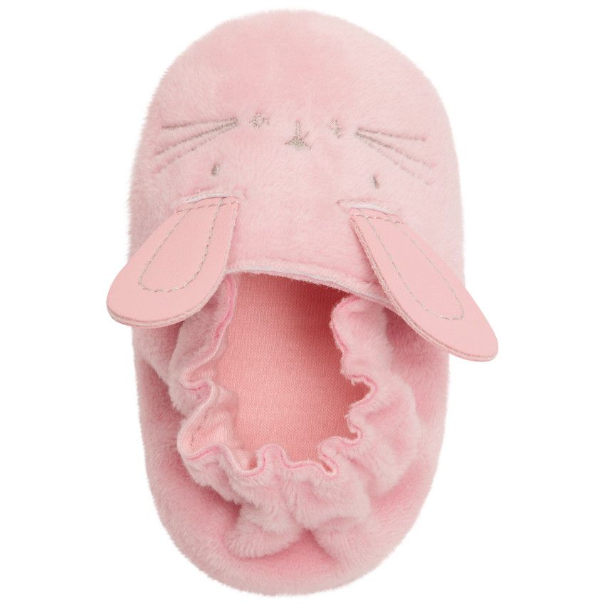 Chaussons souples pour bébé fille en sherpa fine motif lapin - Rose