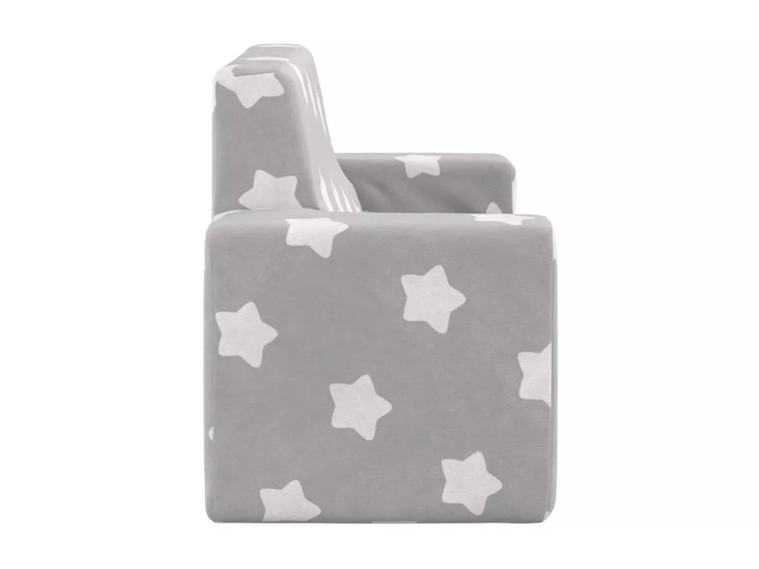 Canapé pour enfants à 2 places Gris clair étoiles Peluche douce