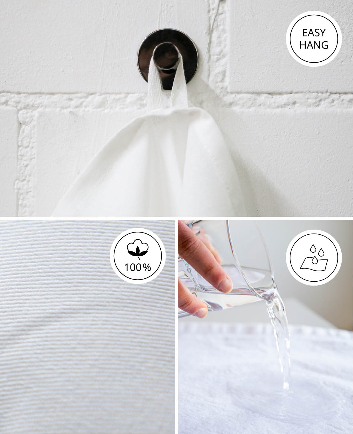 (50x85cm) Küchentuch Geschirrtuch Baumwolle DIY - Weiss