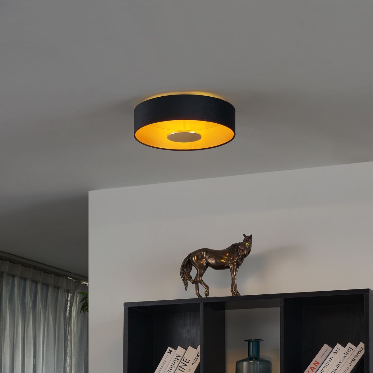 Moderne plafondlamp zwart velours incl. LED 3-staps dimbaar - Bredow