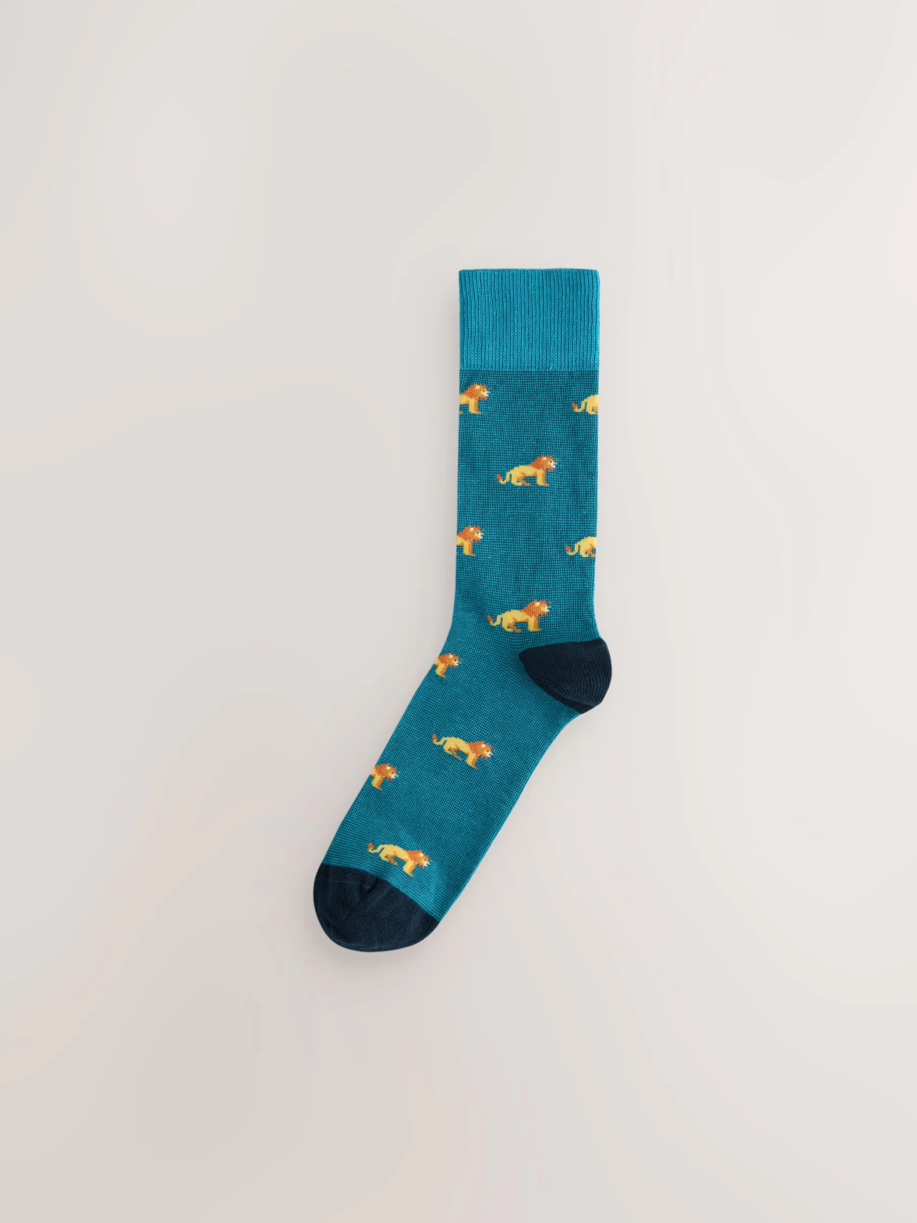 Blauw/rood met safaridieren - 8 Paar sokken met leuk patroon