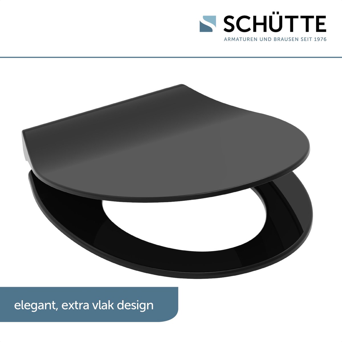 Schutte Presley dunne toiletzitting met softclose en quick release zwart