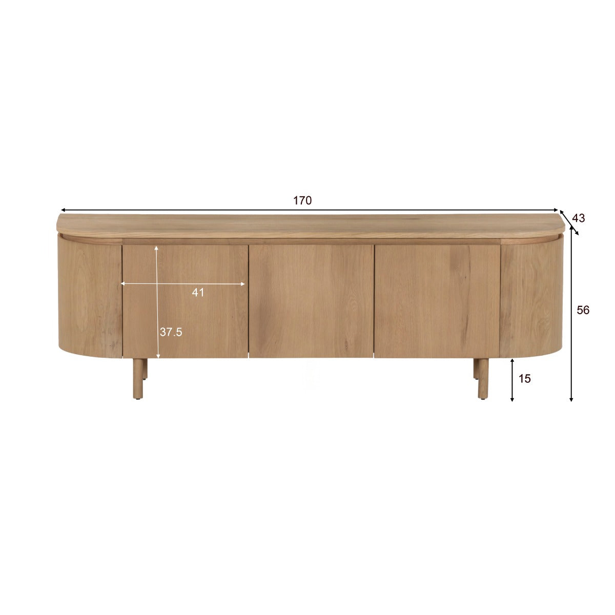 Livingfurn - Tv-meubel Naturel Eiken - 170x43x56cm - Tobago