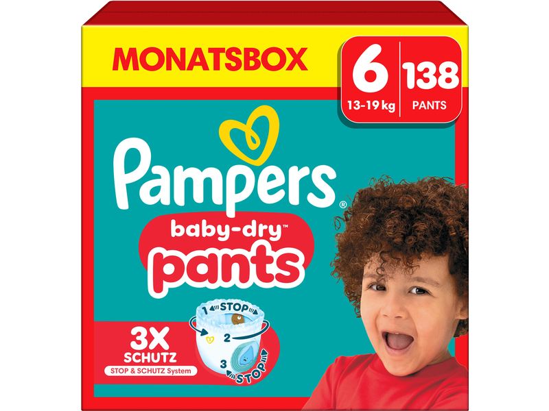 Pampers Windeln Baby Dry Pants Extra Large Grösse 6 Monatsbox 14-19 kg, 138 Stück