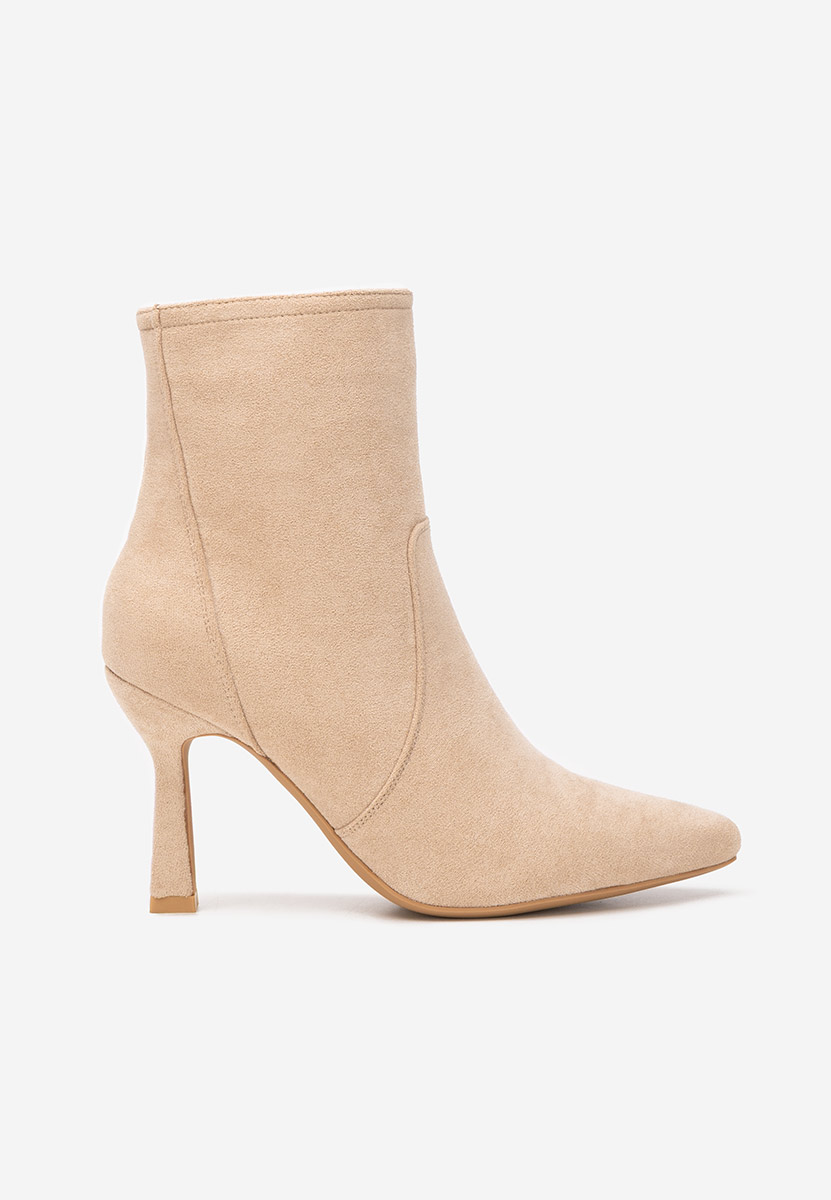 Bottines à talon fin beige Danelia