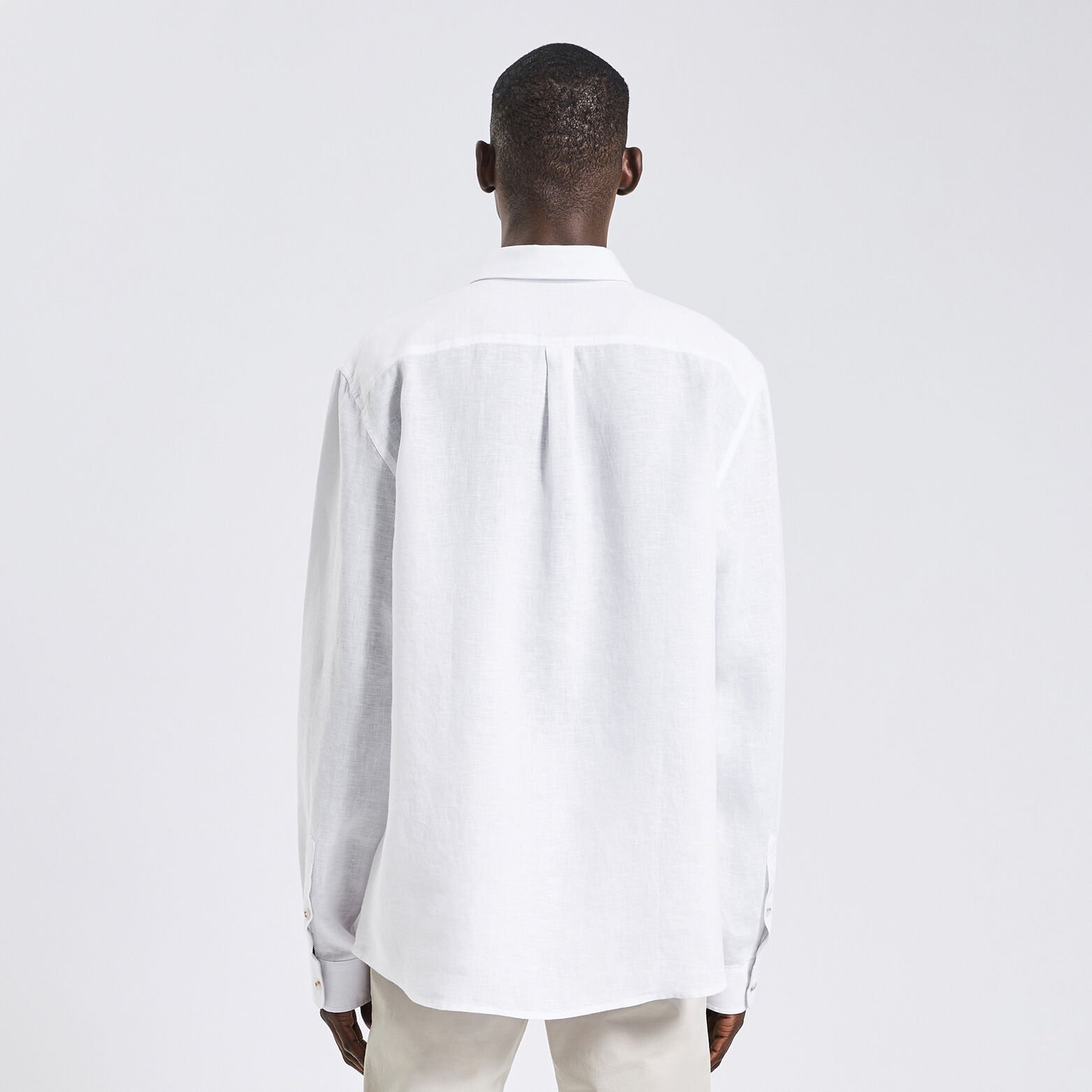 Chemise regular unie lin Blanc