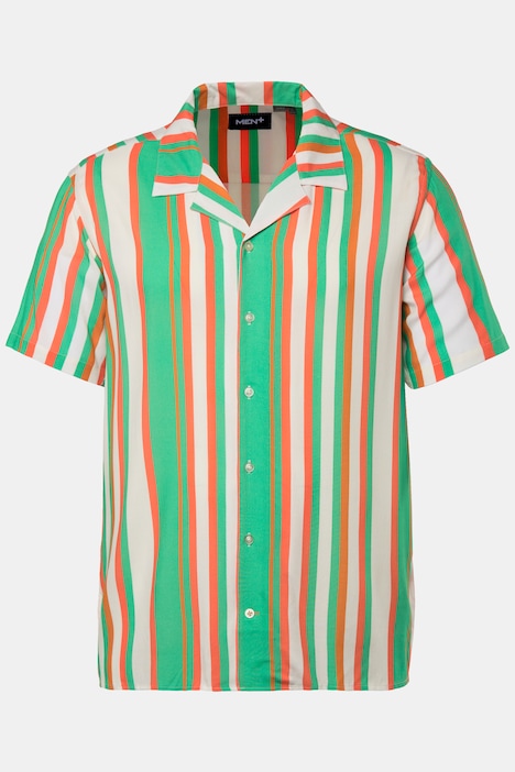 Men+ Streifenhemd, Halbarm, Cuba-Kragen, bis 8 XL