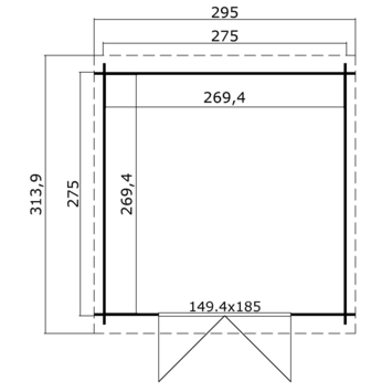Tuinhuis Bas vurenhout onbehandeld 275 x 275 cm