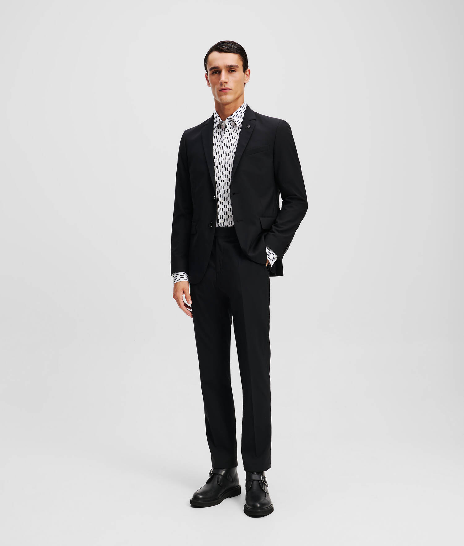 CHEMISE KL MONOGRAM - Blanc/Noir
