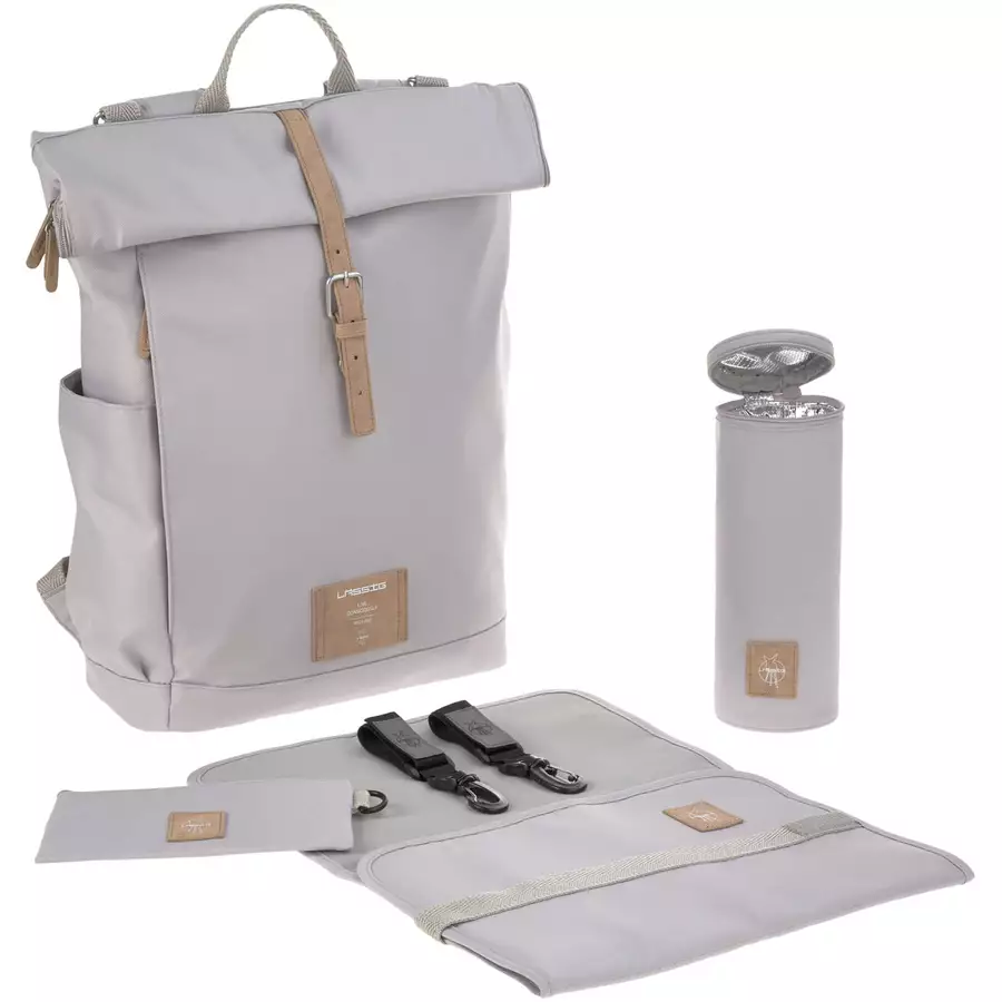 LÄSSIG Wickelrucksack Rolltop Backpack grau