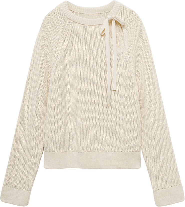 MANGO Cut-out knitted sweater Light beige