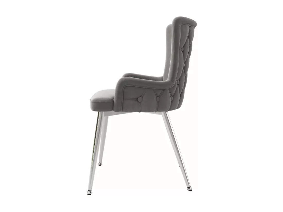 Lot de 6 chaises en velours, avec 4 pieds métallique, charge max 120kg, 55x48x84cm, Gris