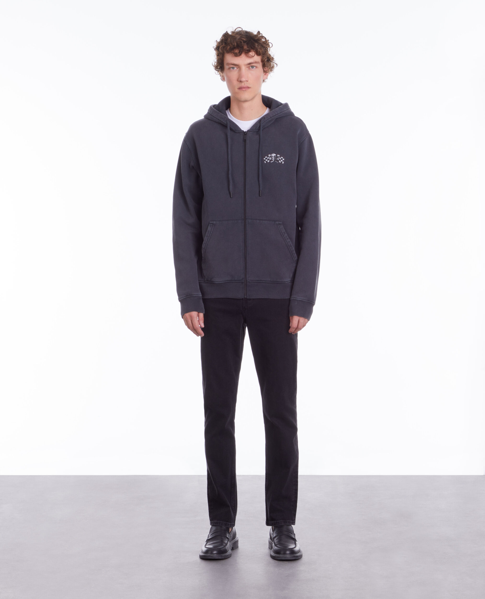 Sweatshirt à capuche noir avec sérigraphie Racing skull