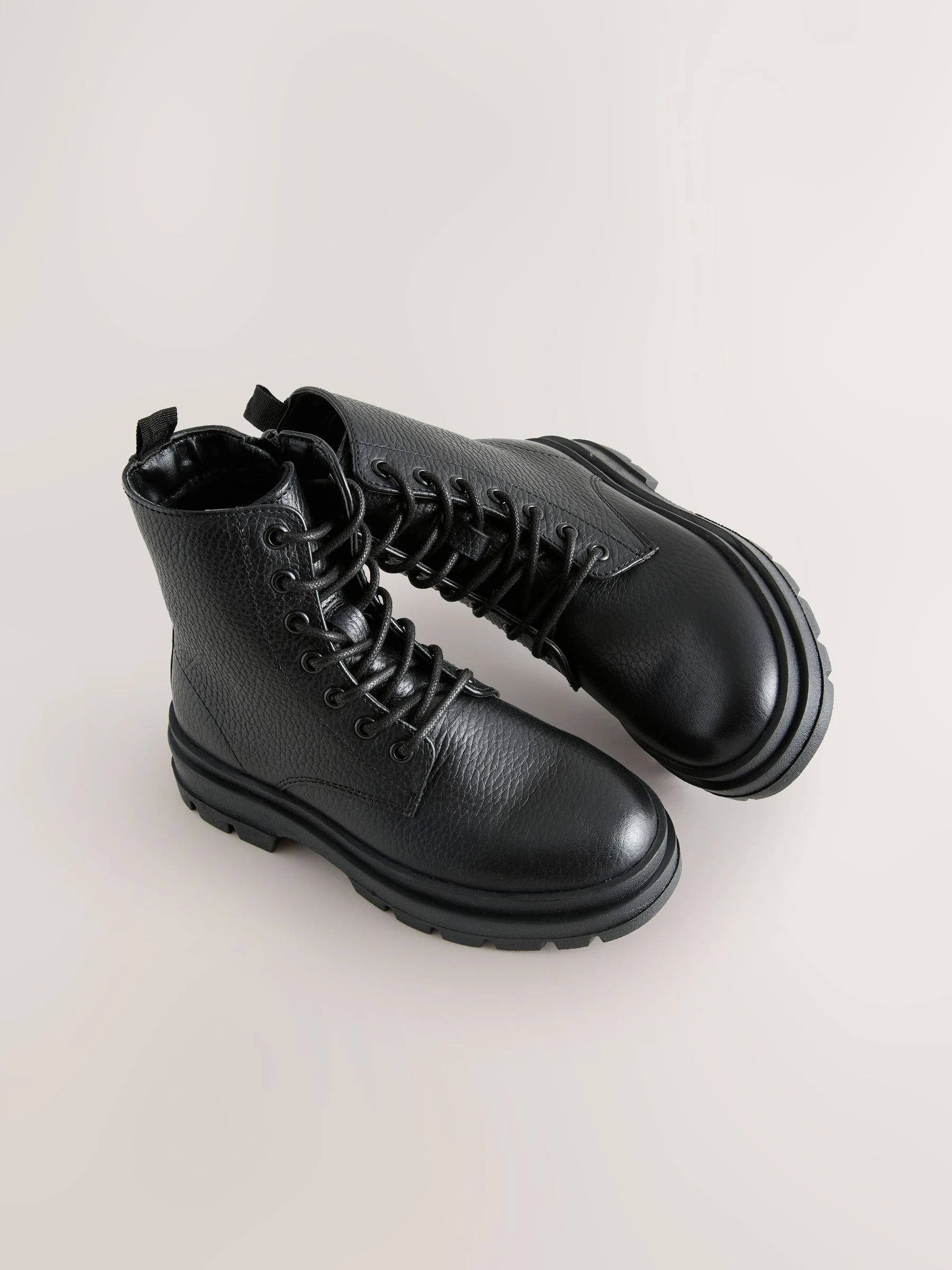 Zwart - Lace Up Leather Boots