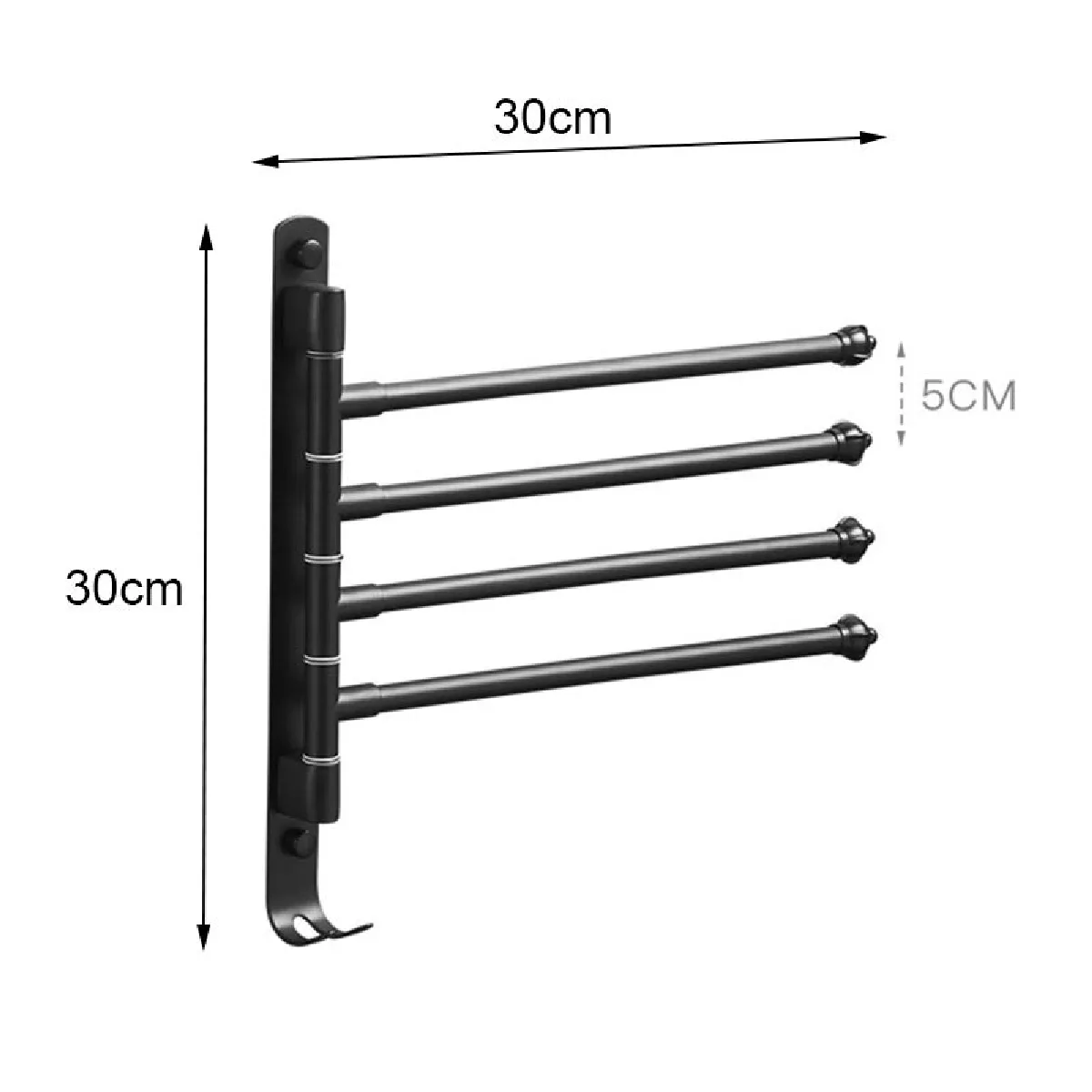 Universal Barre Pivotante Serviettes - Noir