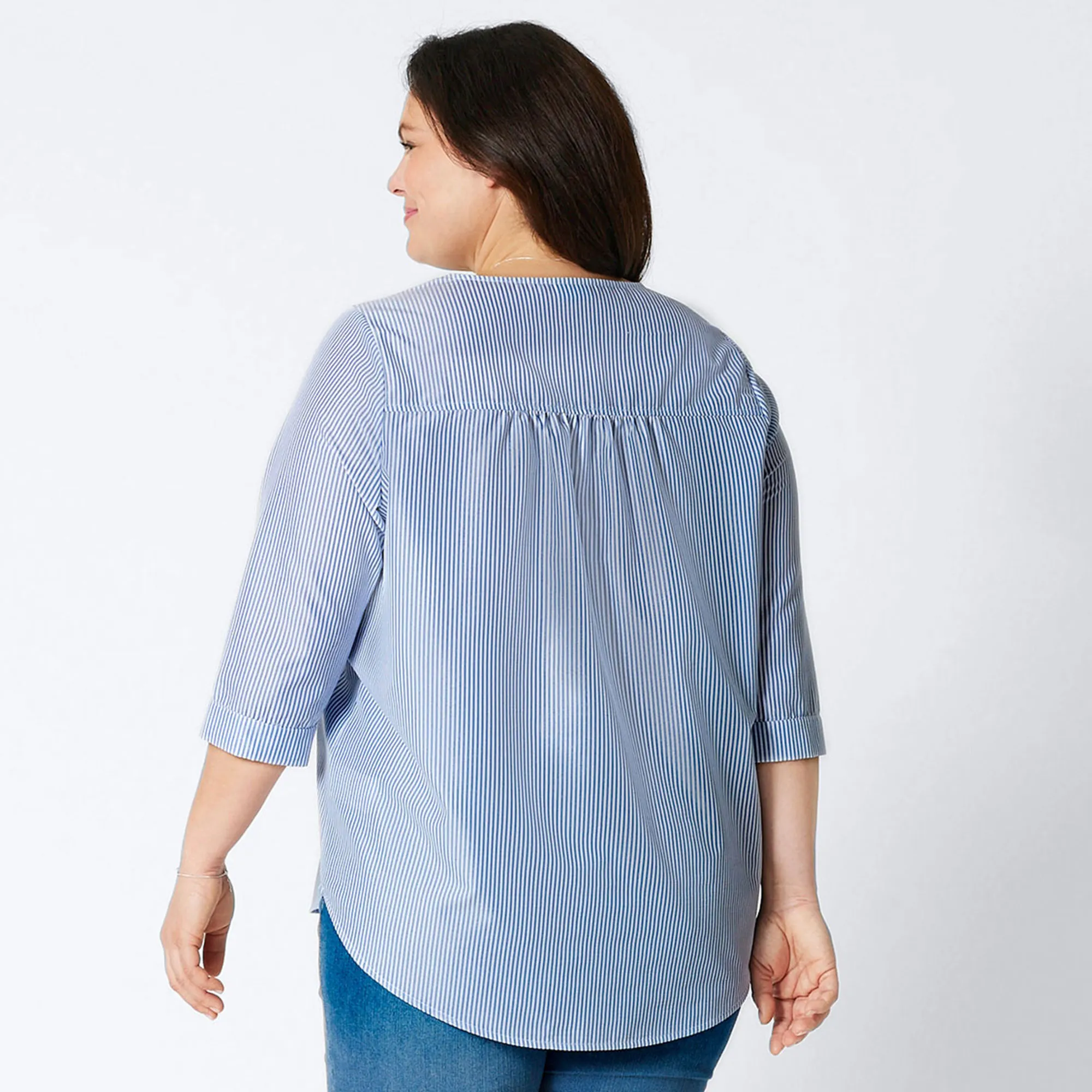 Damen-Bluse mit Längsstreifen, große Größen