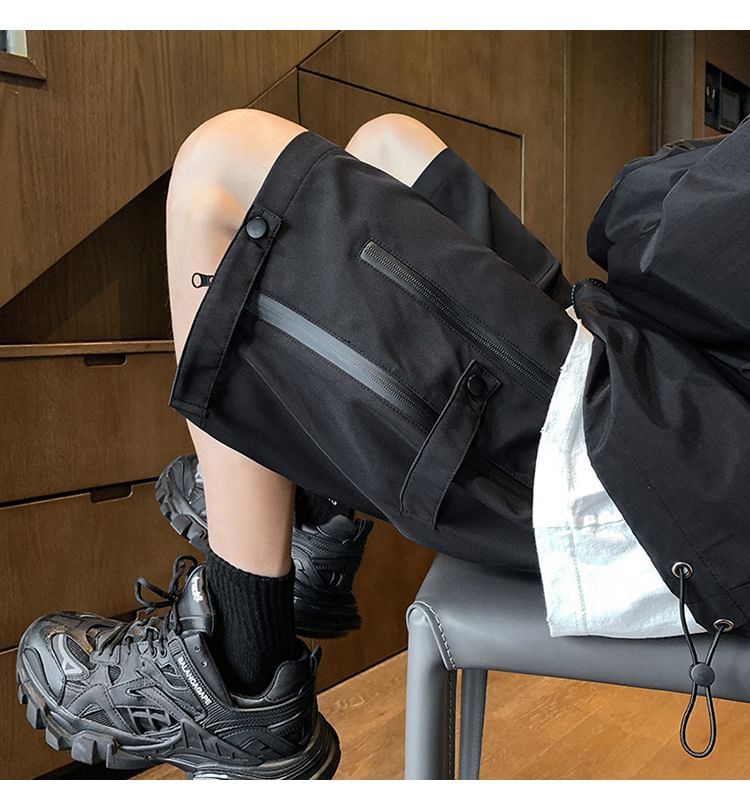 Posive - Effen shorts met trekkoord in de taille en ritssluiting