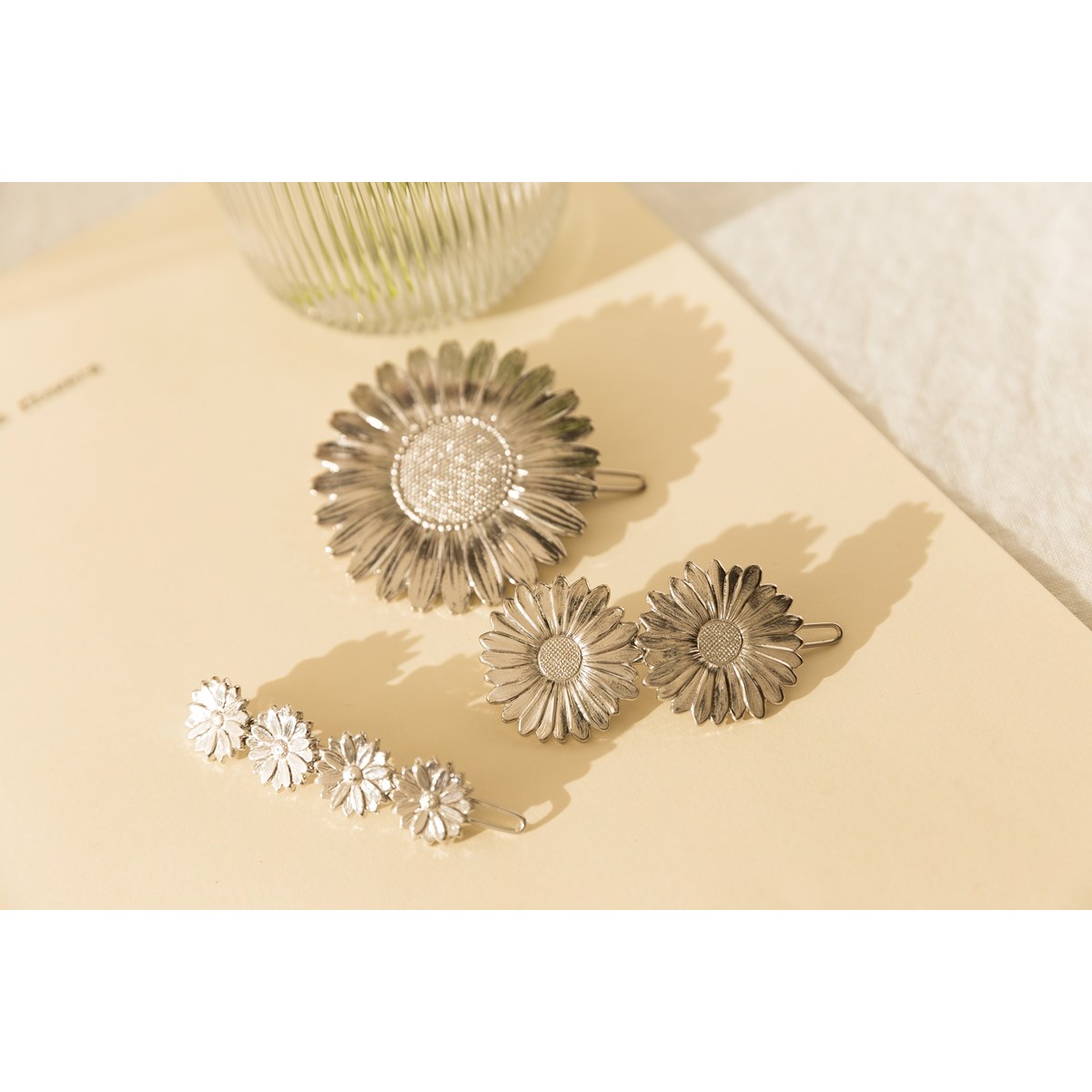 mini barrette fleurs plaqué argent - MAÏA