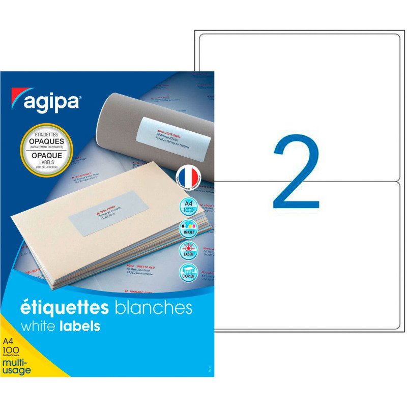 Etiquette opaque multi usage Agipa 100 feuilles