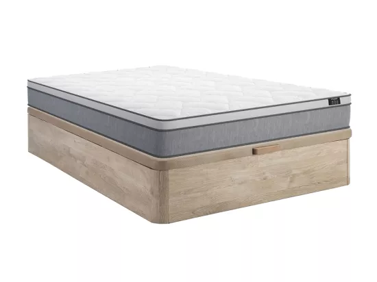 Ensemble 140 x 190 cm sommier coffre naturel clair + matelas ressorts ensachés ép.22cm - SERENITE de YSMÉE