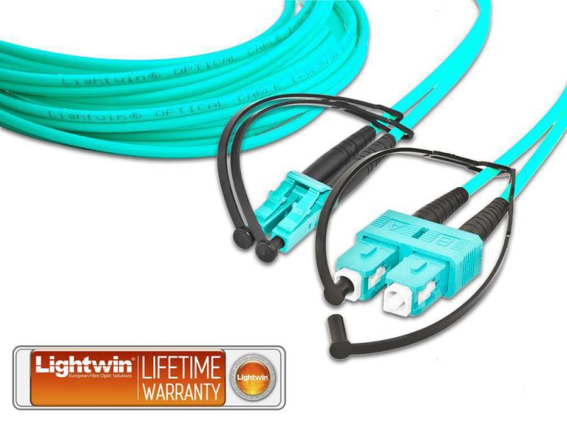 Lightwin LWL-Patchkabel Multimode LC – SC, OM3, Duplex, 2 m Multimode LC-SC OM3 2 m