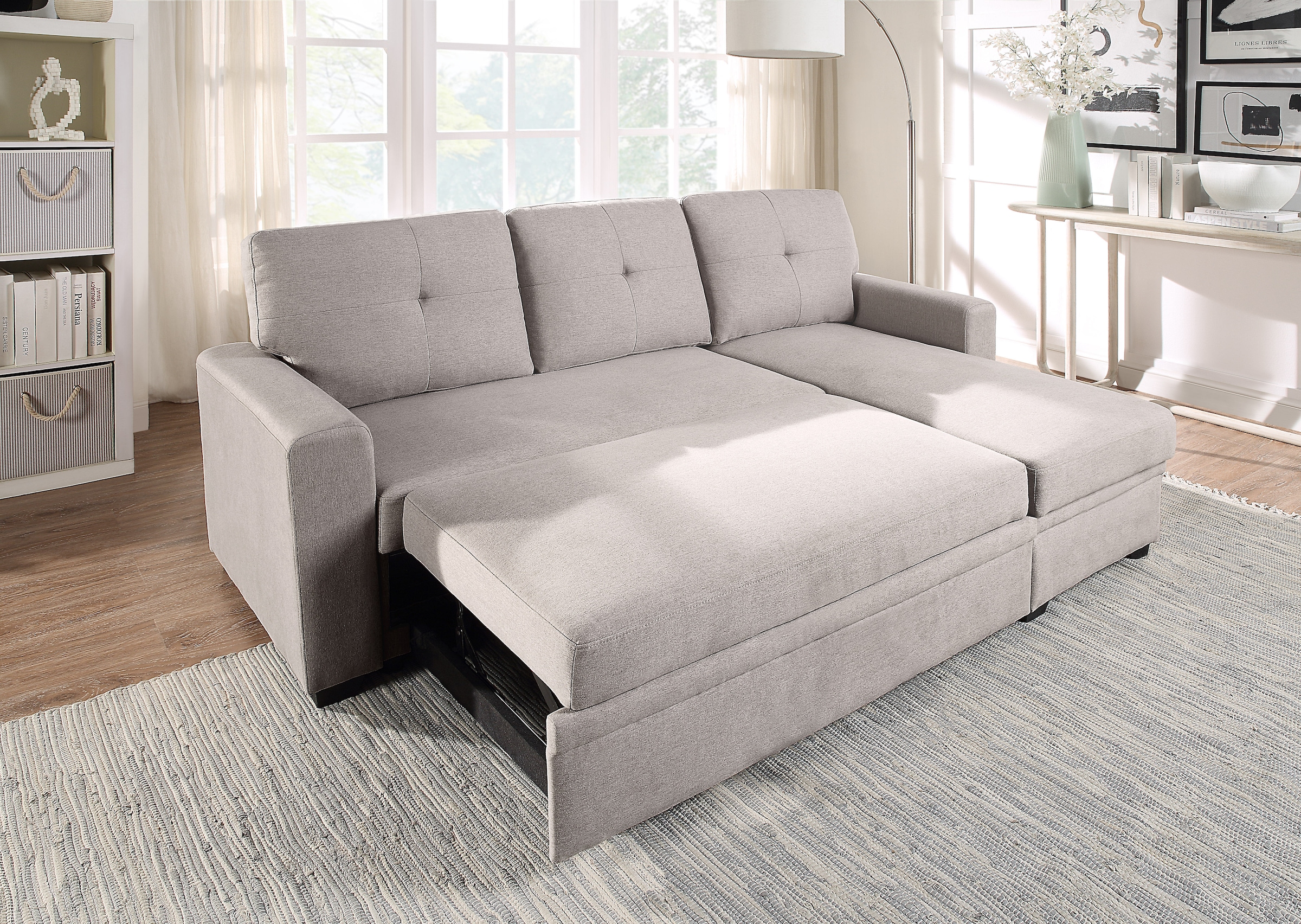 ATLANTIC home collection Ecksofa »Gerrit L-Form, B: 216 cm« mit Bettfunktion & Bettkasten