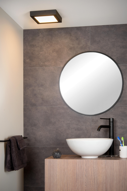 Lucide Brice 22 plafondlamp LED badkamer IP44 vierkant zwart