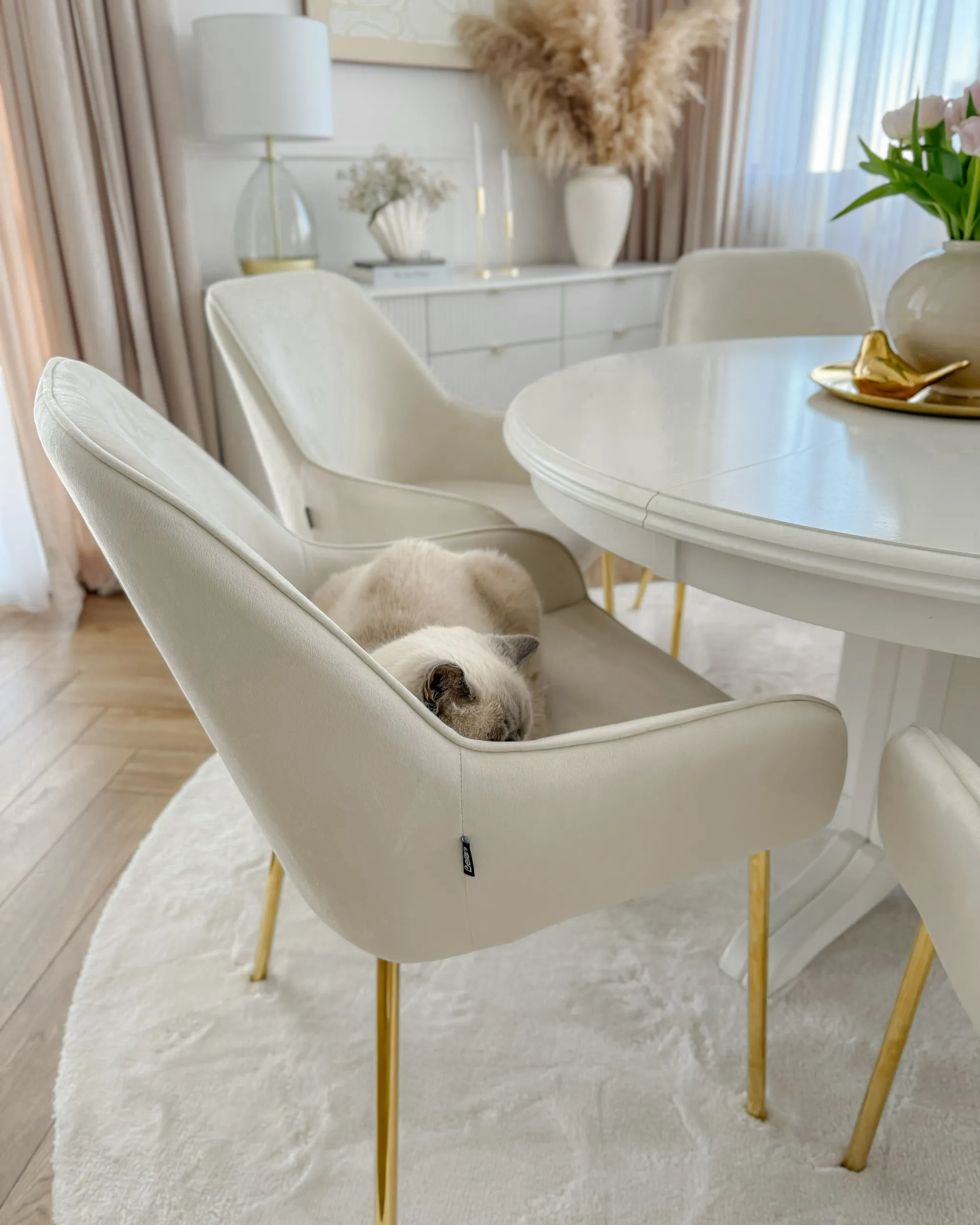 Set van 2 eetkamerstoelen LOVERNA Fluweel Gebroken wit
