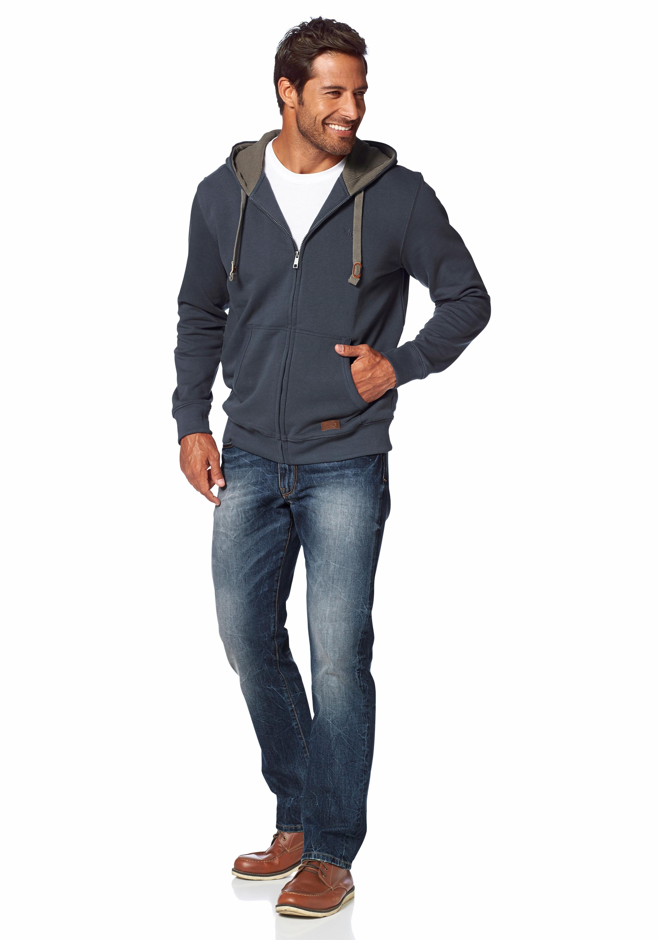Man's World Kapuzensweatjacke , mit kontrastfarbigem Innenfutter