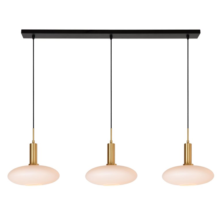 Lucide Singala 3 cluster hanglamp lineair opaal/messing