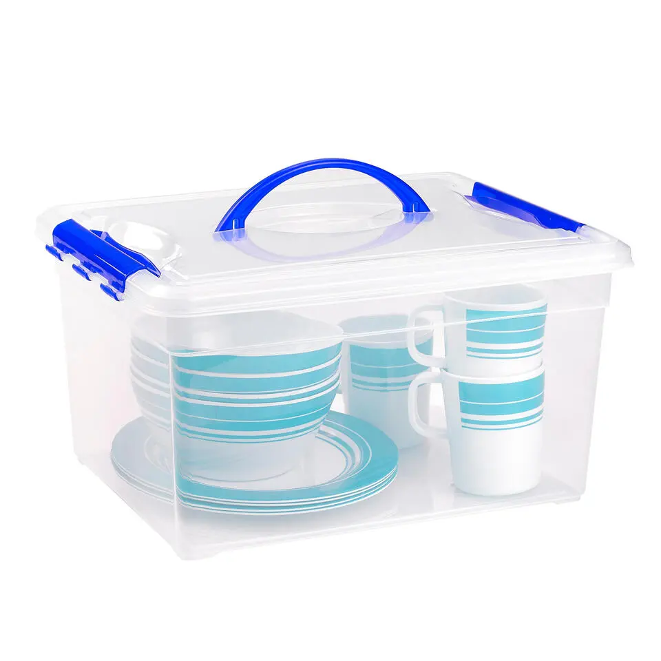 Plasticforte Opbergbox met deksel - blauw - 12L - kunststof