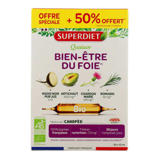 Super Diet Quatuor Bien-Être du Foie Bio ampoules
