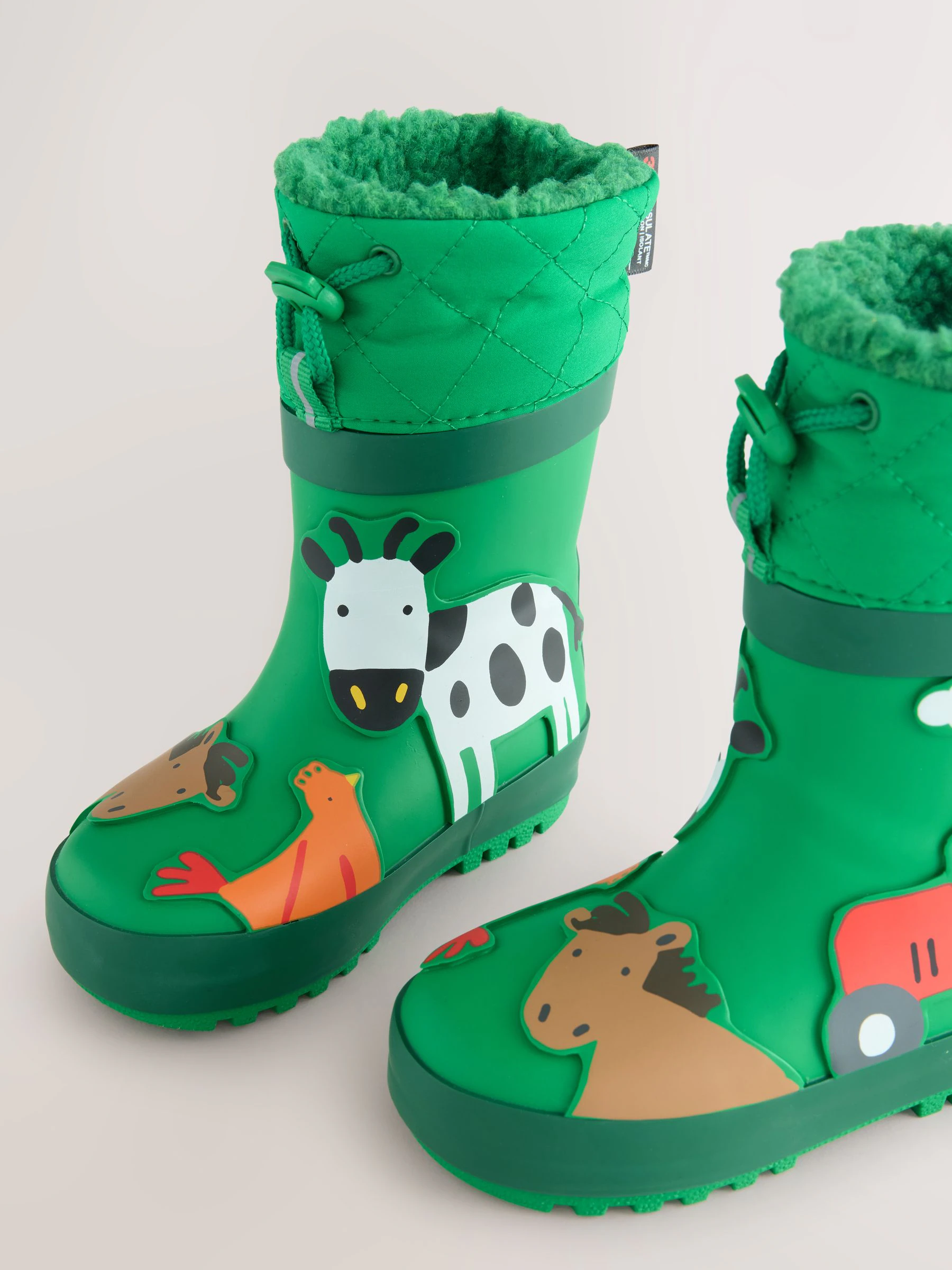 Groene boerderijdieren - Thinsulate™ - Gevoerde thermoregenlaarzen met boord