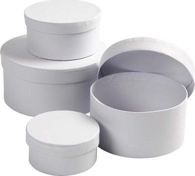 Runde Æsker - H 4+5+6+7 CM - Ø 8+10+12+14 CM - Hvid - 4 Stk