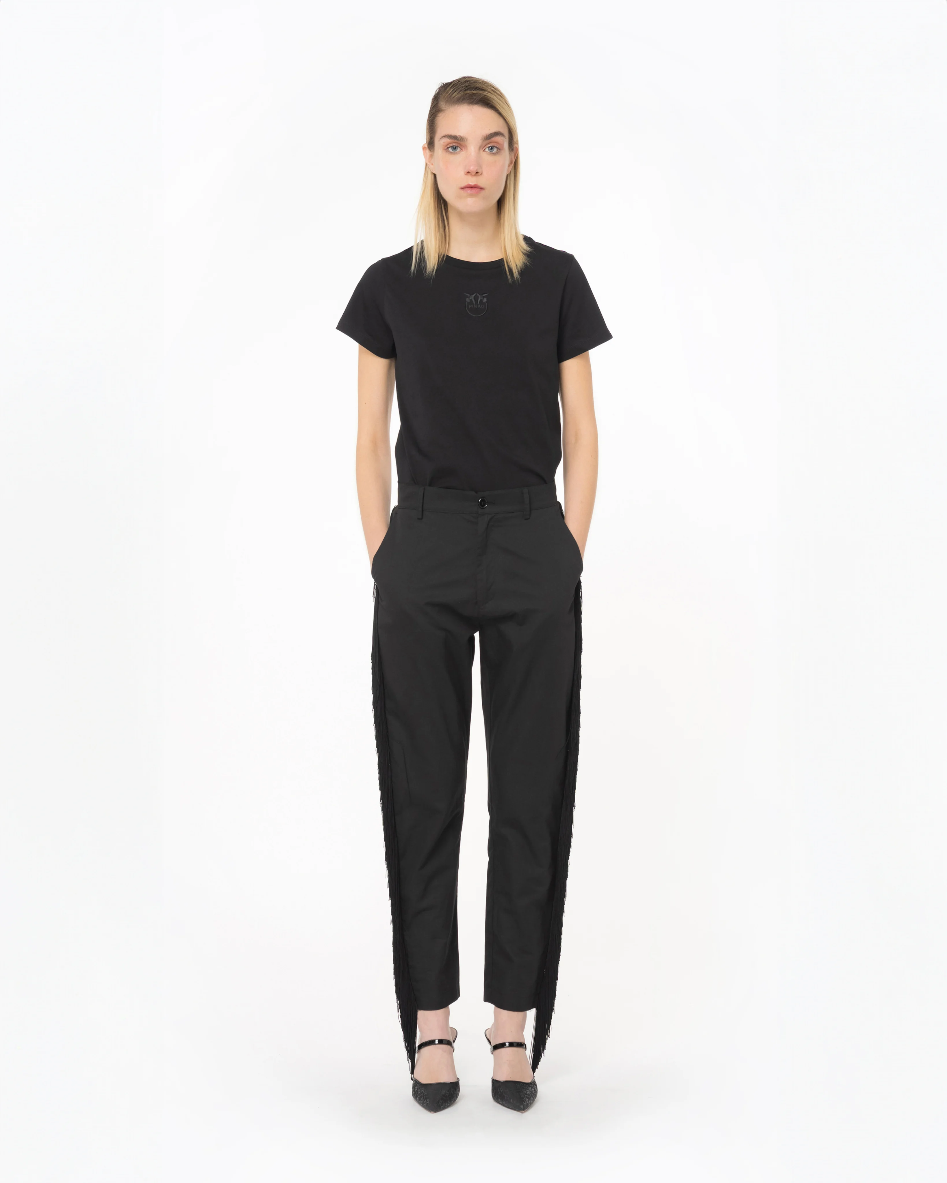 Pantalon à franges latérales | Noir