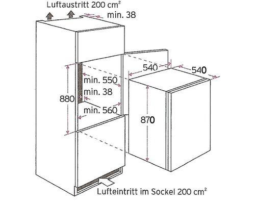 Inbouwkoelkast PKM KS 120.4A++ EB BxHxD 54 x 87 x 54 cm Koelgedeelte 104 l Vriesgedeelte 14 l
