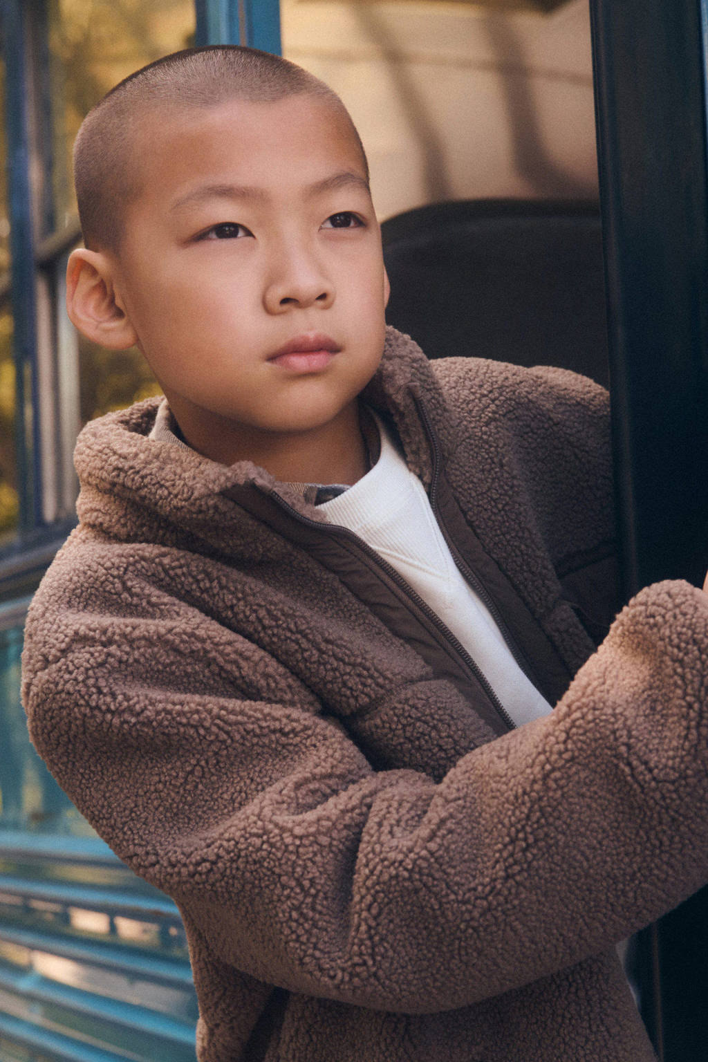 Mango Kids teddy tussenjas bruin