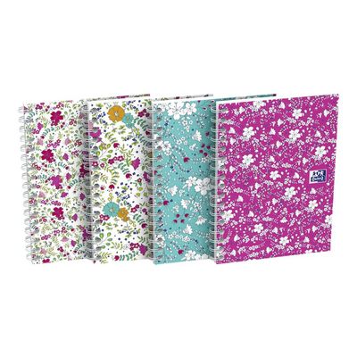 Oxford Floral - Carnet de notes à spirale - A6 - 100 pages - petits carreaux