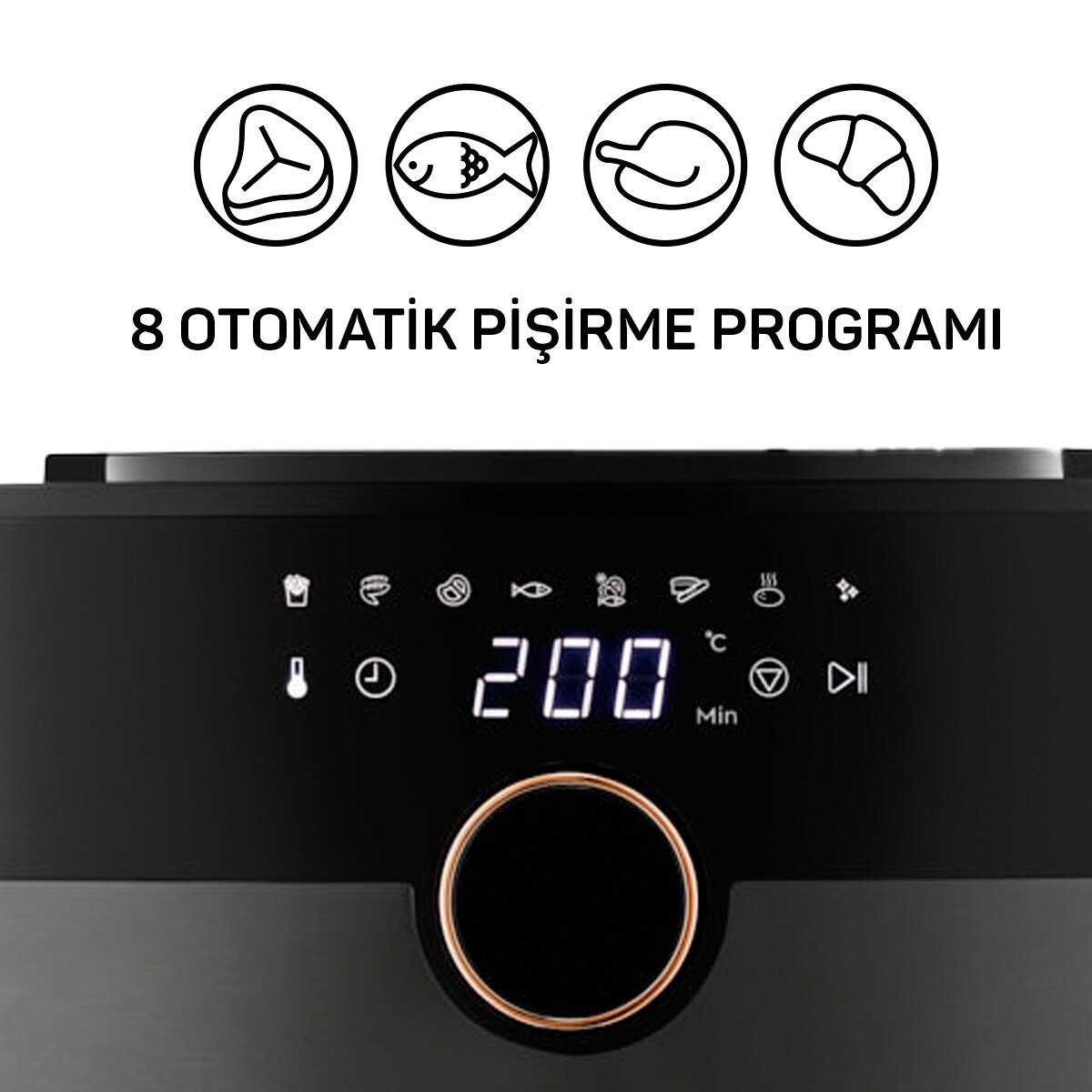 Heißluftfritteuse Air Fryer Schwarz/Kupfer