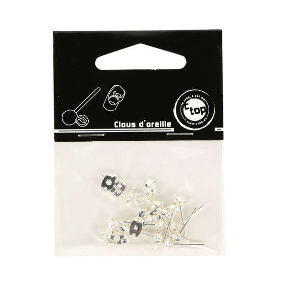 Sachet 10 clous d'oreille argentés