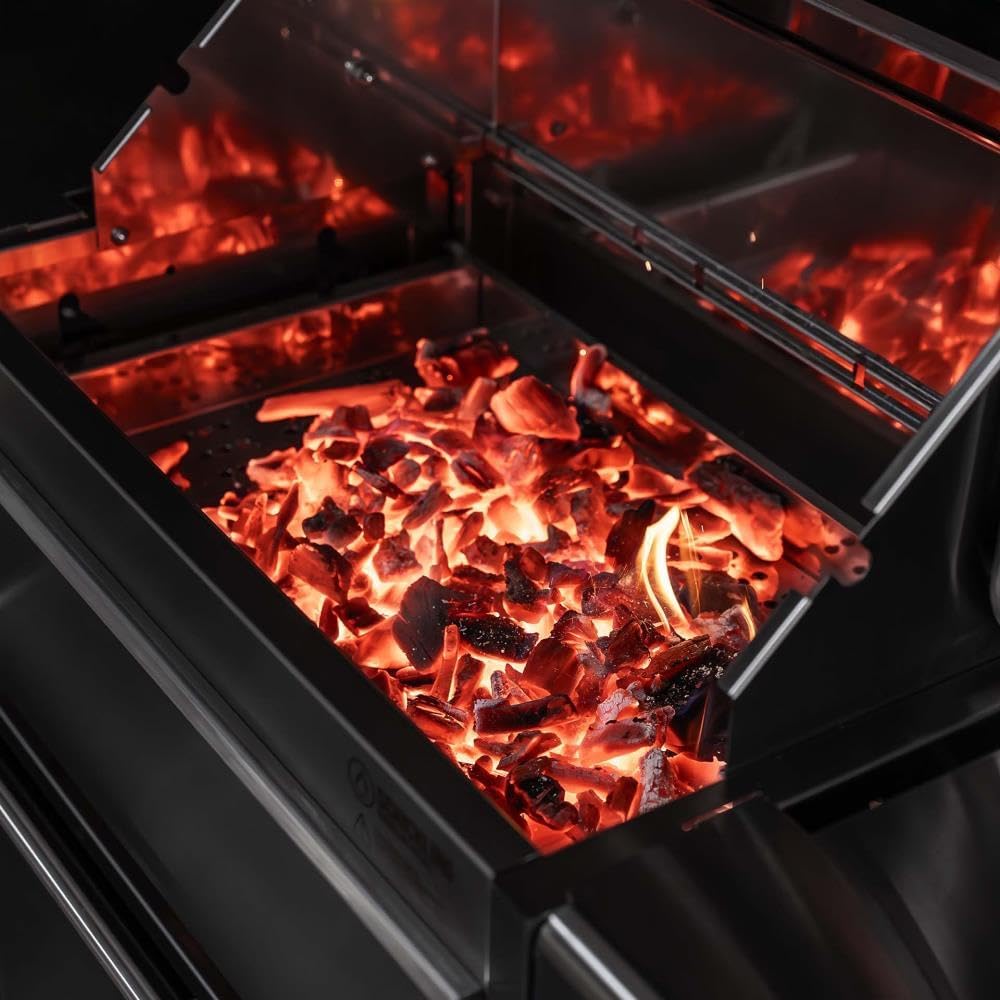 Schickling Holzkohlegrill 'Willy L - Deluxe' Edelstahlgrill Grillwagen, Rechteckig, 100% Edelstahl, Holzkohle-Grill mit Deckel, Made in Germany - Direkt vom Hersteller
