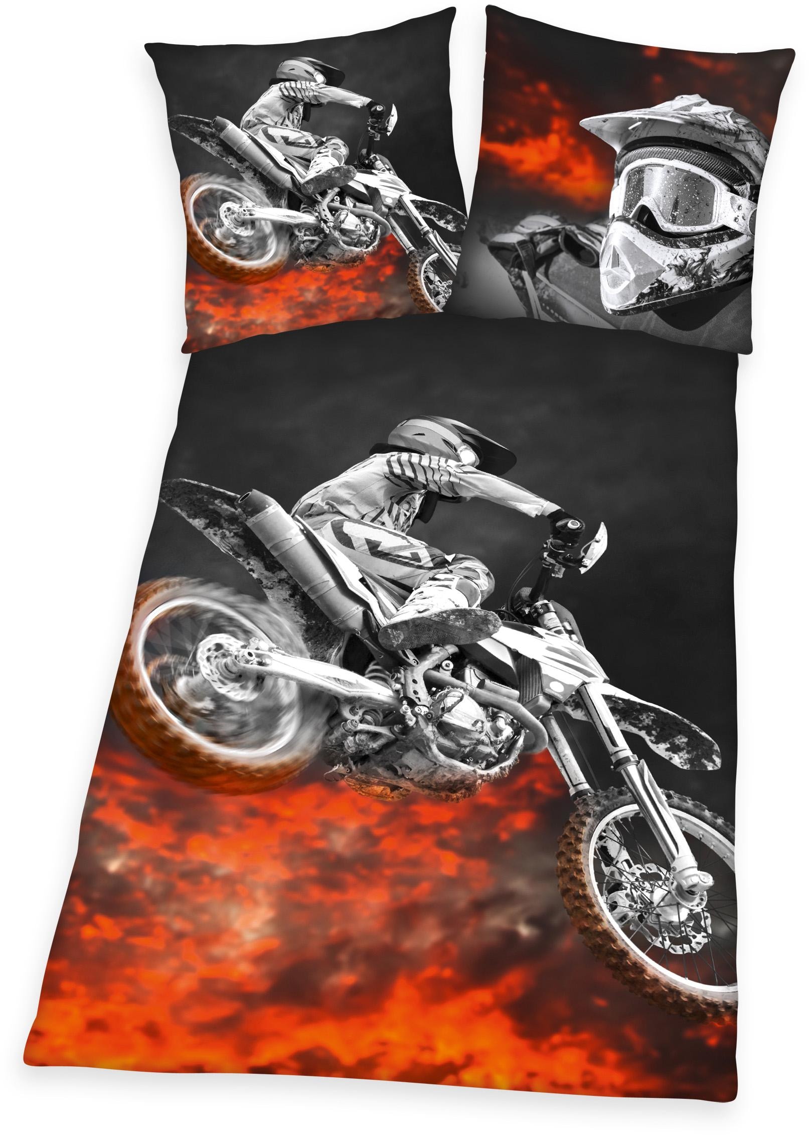 Herding Young Collection Jugendbettwäsche »Motorcross« 2 Stk. tlg. mit Motocrossrad