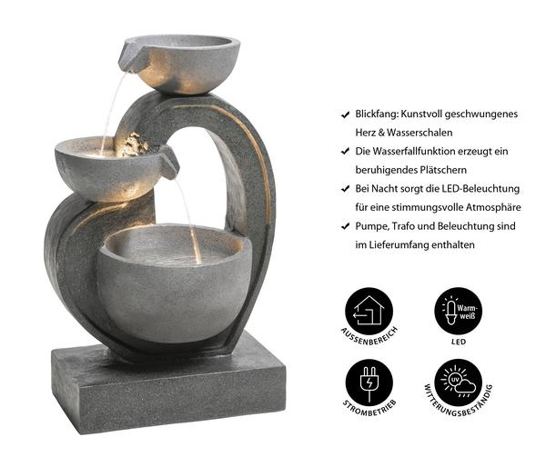 Dehner Polyresin-Gartenbrunnen Heart,