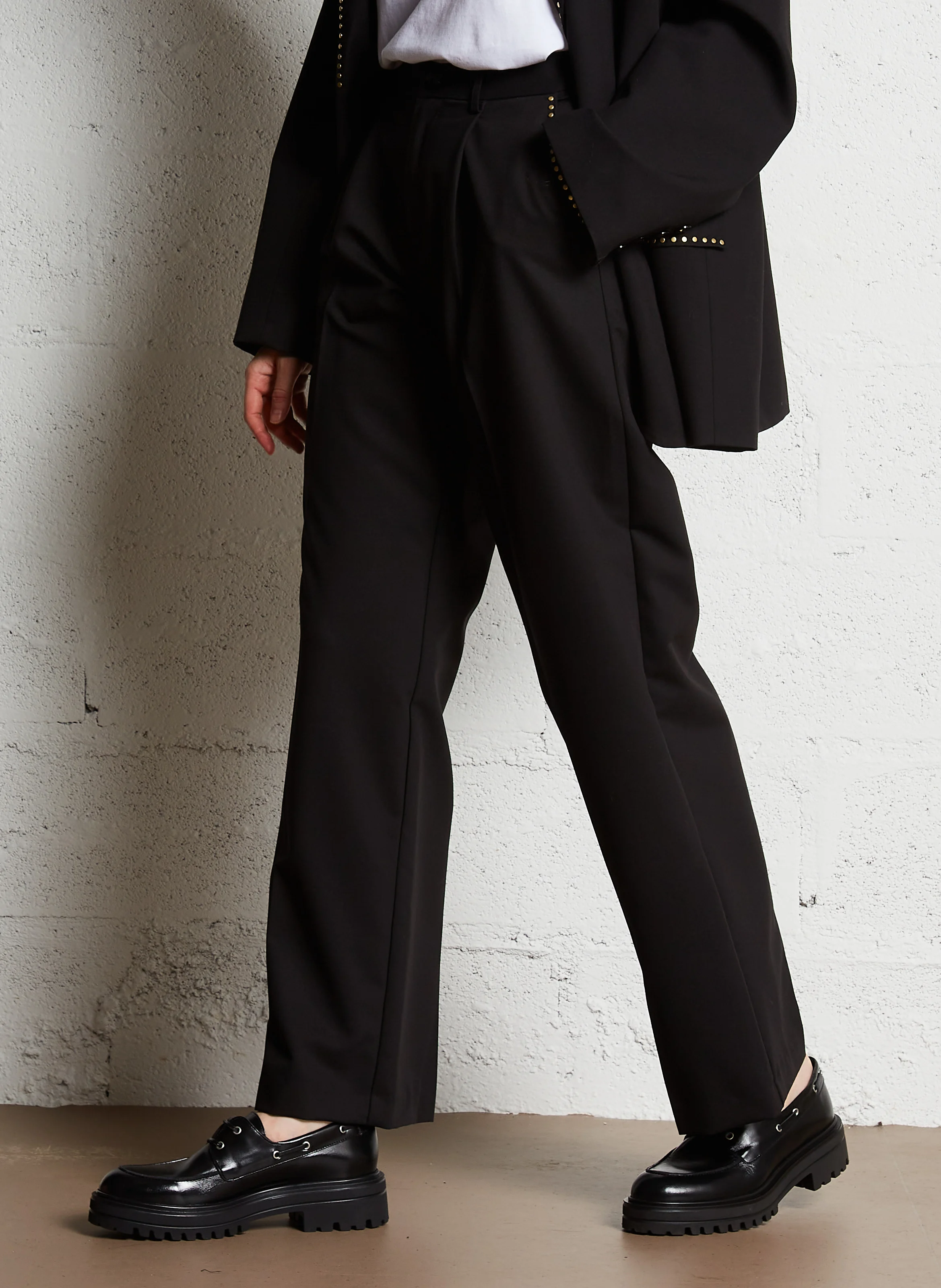 Pantalon droit à studs | Noir