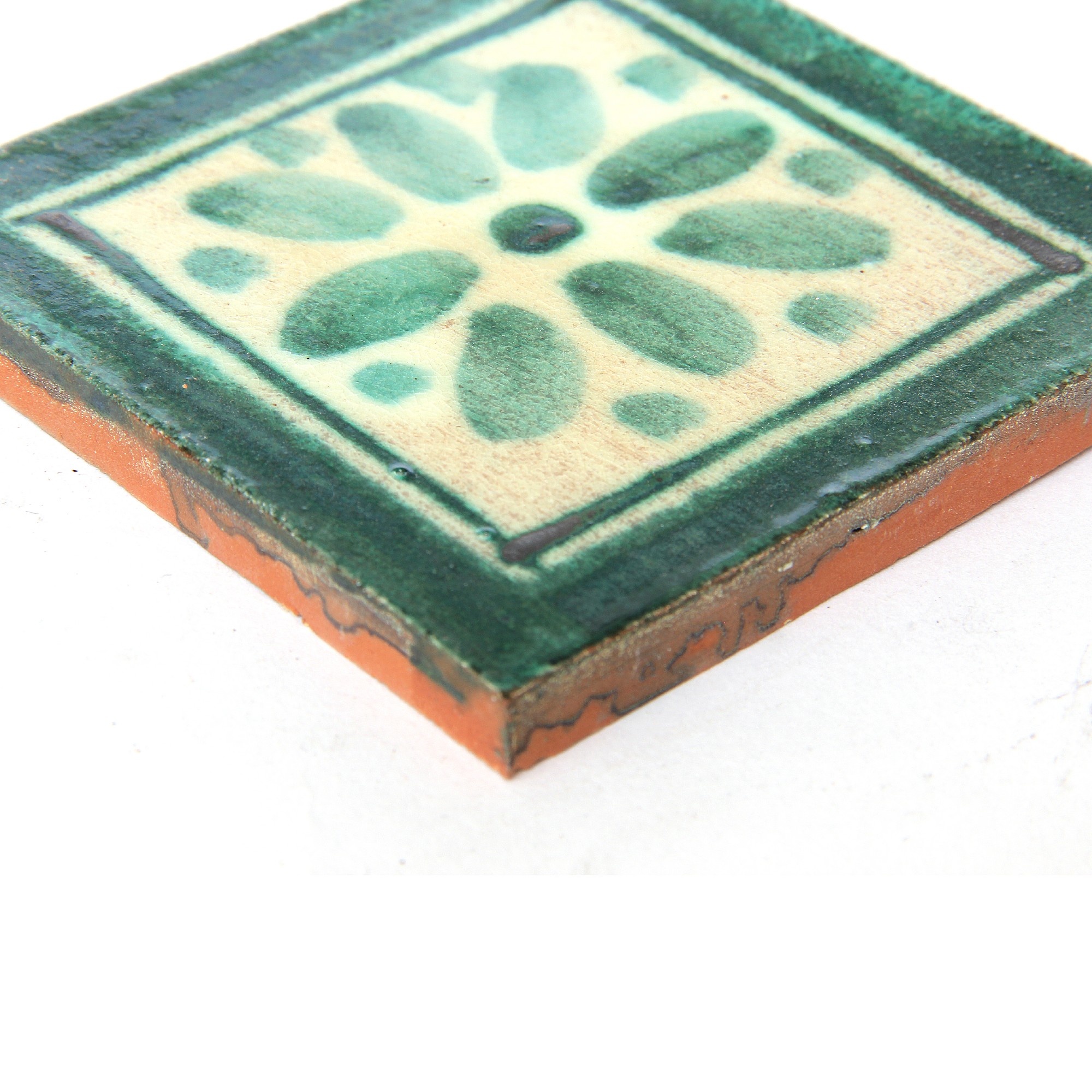 Kachel 'blanc turquoise', grün, weiß, T 10 cm, B 10 cm von fischer's lagerhaus