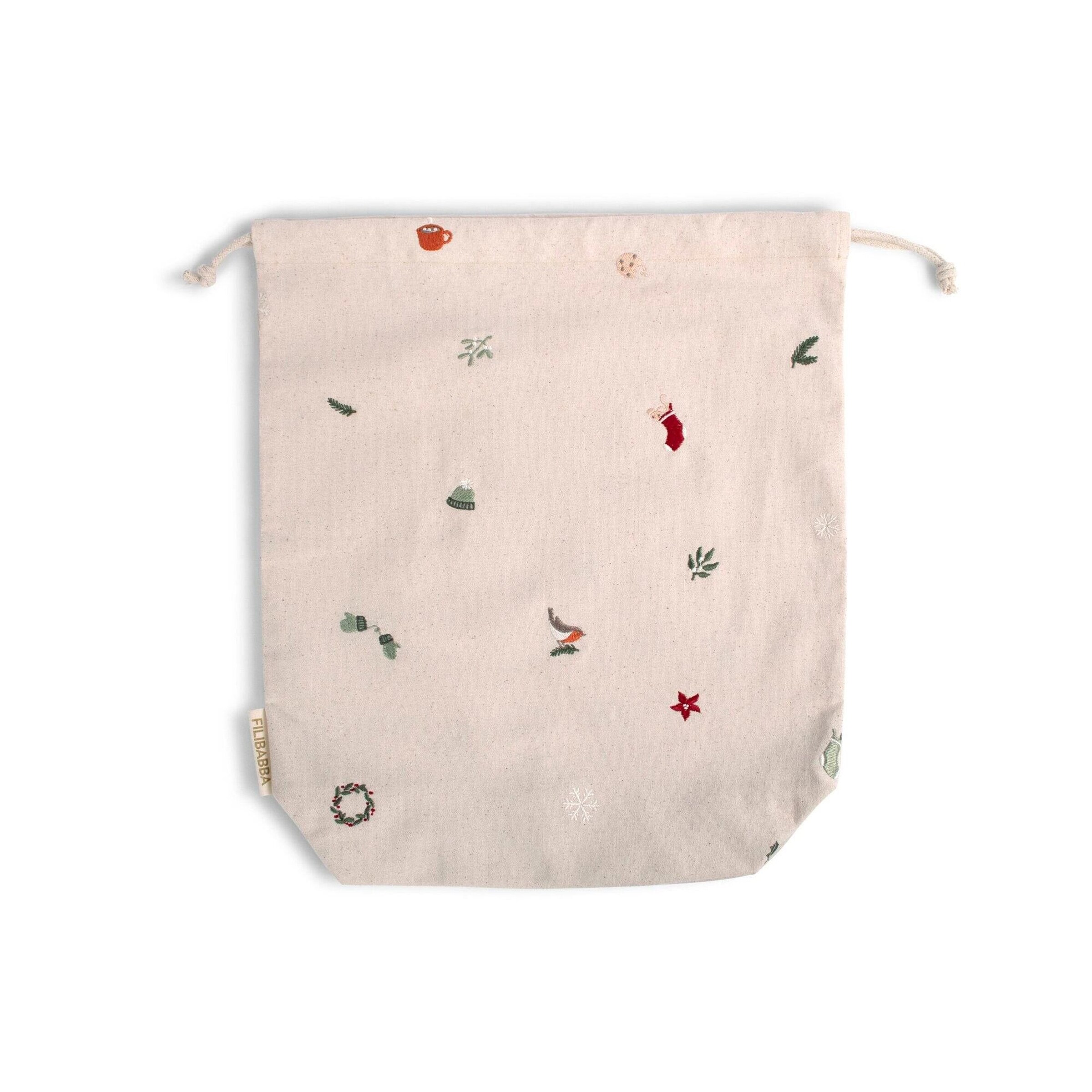 FILIBABBA Geschenktüte aus Stoff mit Stickerei - Wonderful Winter - Medium