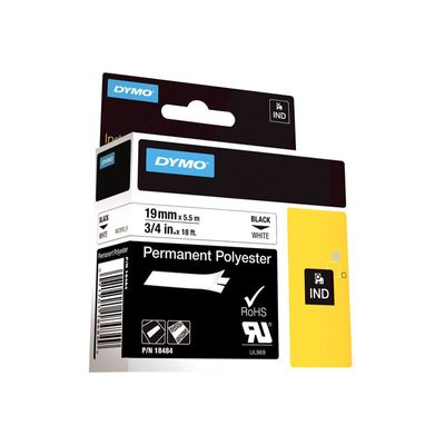 Dymo - Ruban d'étiquettes polyester auto-adhésives - (19 mm x 3,5 m) - fond blanc écriture noire