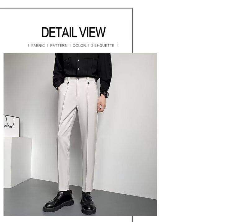 Bay Go Mall - Mid Rise Plain Cropped Tapered Dress Pants