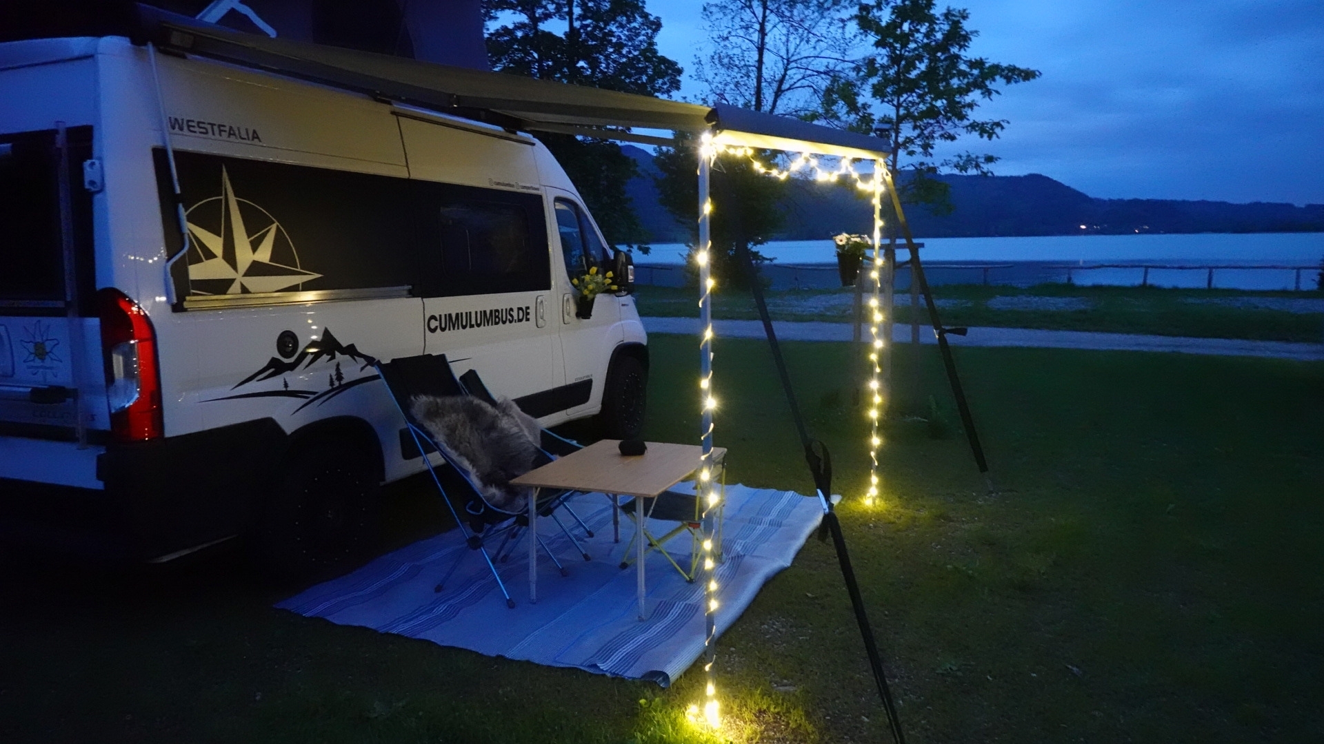 Camperflower Solar Markisen Lichterkette mit Akku 10 Meter